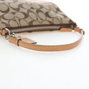 Coach Signature Hand Bag Canvas Beige Silver Auth ar14259A-7