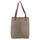 GUCCI GG Supreme Web Sherry Line Tote Bag PVC Beige Gold 39 02 003 Auth ar14261-3