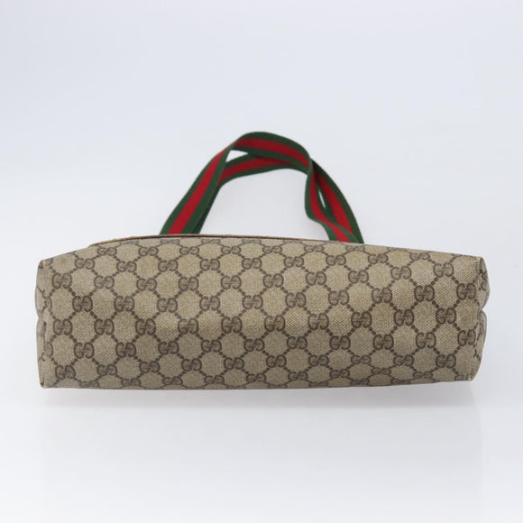 GUCCI GG Supreme Web Sherry Line Tote Bag PVC Beige Gold 39 02 003 Auth ar14261