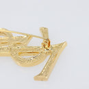 SAINT LAURENT Brooch Metal Gold Tone Auth ar14262M-13