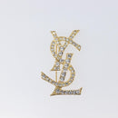 SAINT LAURENT Brooch Metal Gold Tone Auth ar14262M-2
