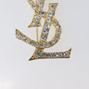 SAINT LAURENT Brooch Metal Gold Tone Auth ar14262M-5