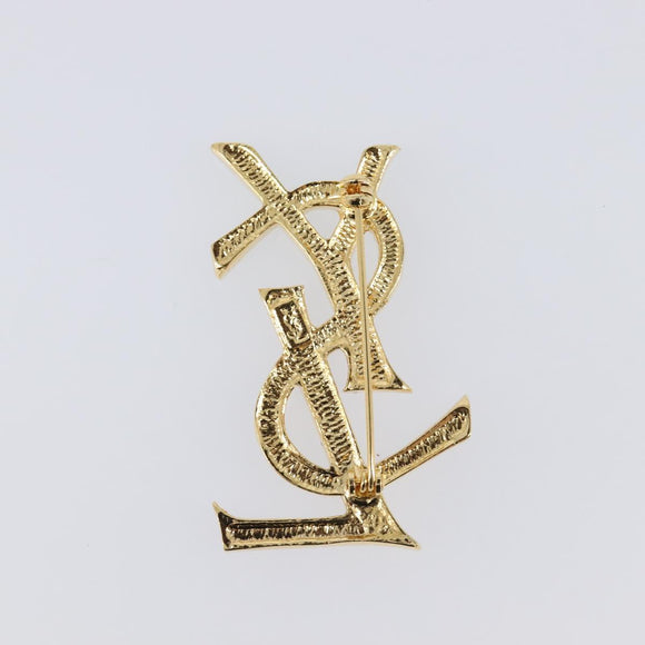 SAINT LAURENT Brooch Metal Gold Tone Auth ar14262M