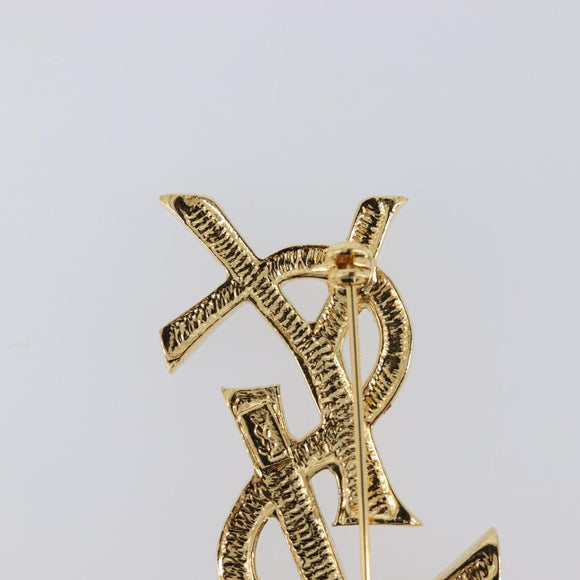 SAINT LAURENT Brooch Metal Gold Tone Auth ar14262M