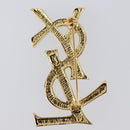 SAINT LAURENT Brooch Metal Gold Tone Auth ar14262M-8