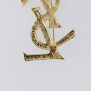 SAINT LAURENT Brooch Metal Gold Tone Auth ar14262M-9