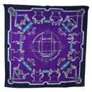 HERMES Carre 140 Scarf Cashmere Navy Purple Auth ar14266M-1