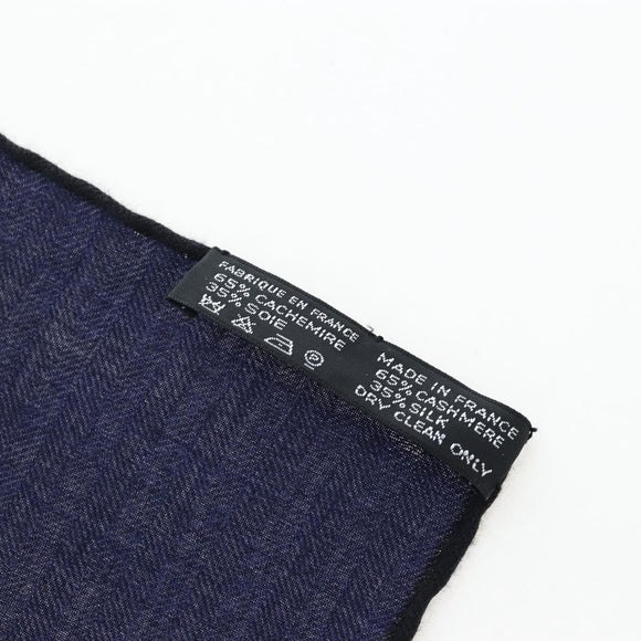 HERMES Carre 140 Scarf Cashmere Navy Purple Auth ar14266M