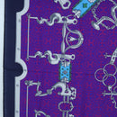 HERMES Carre 140 Scarf Cashmere Navy Purple Auth ar14266M-5