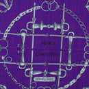 HERMES Carre 140 Scarf Cashmere Navy Purple Auth ar14266M-6
