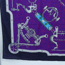 HERMES Carre 140 Scarf Cashmere Navy Purple Auth ar14266M-8