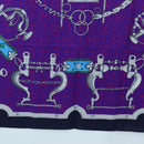 HERMES Carre 140 Scarf Cashmere Navy Purple Auth ar14266M-9