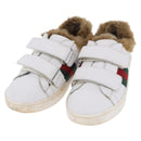 GUCCI Web Sherry Line Kids Shoes Leather White Auth ar14270-1