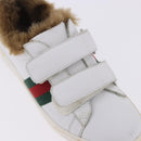 GUCCI Web Sherry Line Kids Shoes Leather White Auth ar14270-10