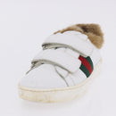 GUCCI Web Sherry Line Kids Shoes Leather White Auth ar14270-21