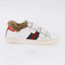 GUCCI Web Sherry Line Kids Shoes Leather White Auth ar14270-23
