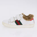 GUCCI Web Sherry Line Kids Shoes Leather White Auth ar14270-24