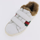 GUCCI Web Sherry Line Kids Shoes Leather White Auth ar14270-25