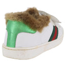 GUCCI Web Sherry Line Kids Shoes Leather White Auth ar14270-3