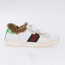 GUCCI Web Sherry Line Kids Shoes Leather White Auth ar14270-4