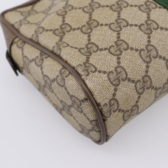 GUCCI GG Supreme Web Sherry Line Bag PVC Beige Gold 63 01 012 Auth ar14278