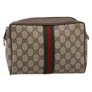 GUCCI GG Supreme Web Sherry Line Bag PVC Beige Gold 63 01 012 Auth ar14278-2