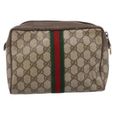 GUCCI GG Supreme Web Sherry Line Bag PVC Beige Gold 63 01 012 Auth ar14278-3
