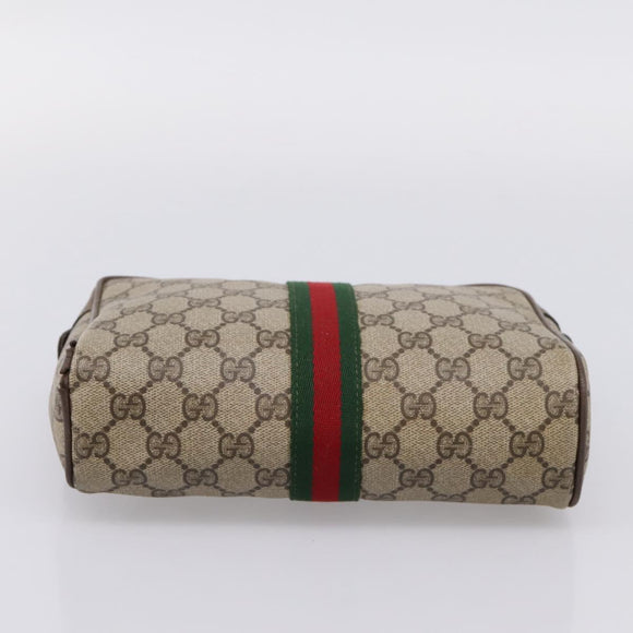 GUCCI GG Supreme Web Sherry Line Bag PVC Beige Gold 63 01 012 Auth ar14278