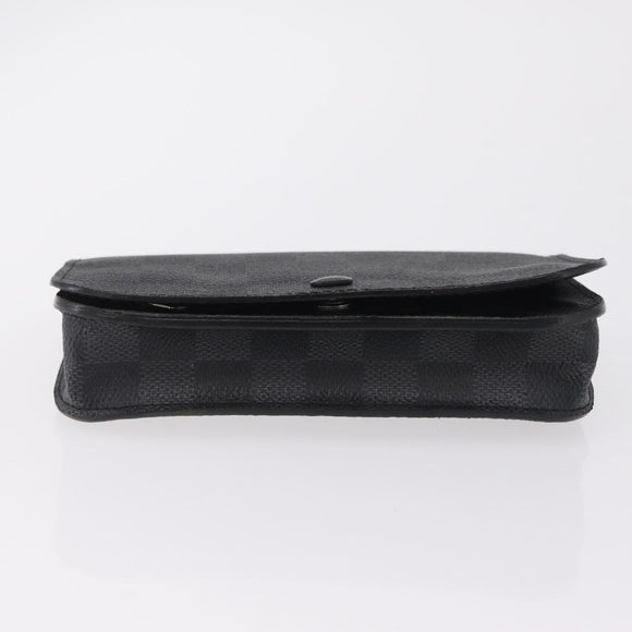 LOUIS VUITTON Graphite Ceinture Pochette Homme Pouch M6837 LV Auth ar14287