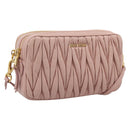 Miu Miu Matelasse Shoulder Bag Leather Pink Gold Auth ar14289M-1