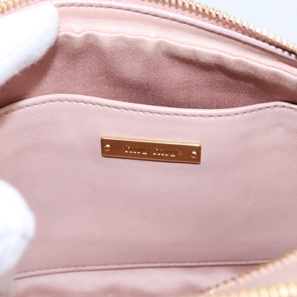 Miu Miu Matelasse Shoulder Bag Leather Pink Gold Auth ar14289M