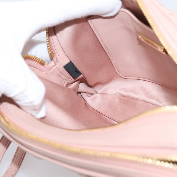 Miu Miu Matelasse Shoulder Bag Leather Pink Gold Auth ar14289M