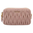 Miu Miu Matelasse Shoulder Bag Leather Pink Gold Auth ar14289M-13