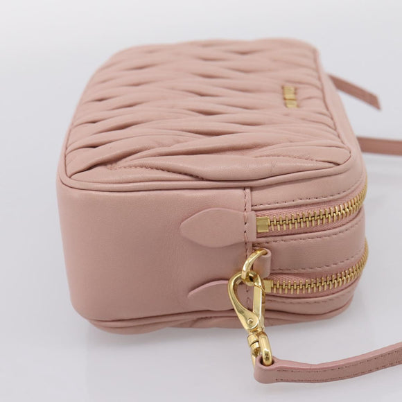 Miu Miu Matelasse Shoulder Bag Leather Pink Gold Auth ar14289M