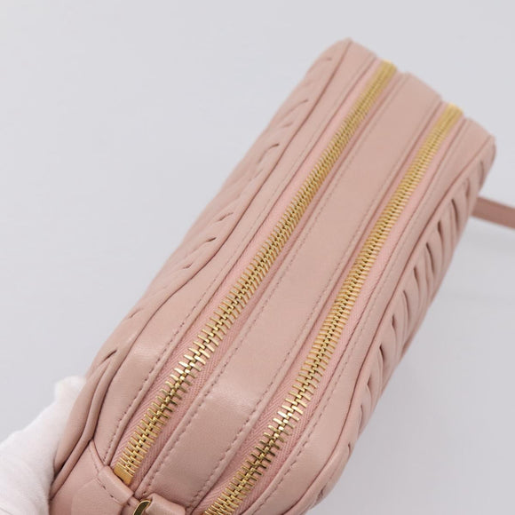 Miu Miu Matelasse Shoulder Bag Leather Pink Gold Auth ar14289M
