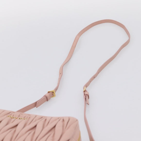 Miu Miu Matelasse Shoulder Bag Leather Pink Gold Auth ar14289M