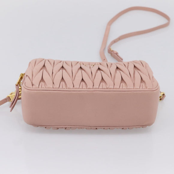 Miu Miu Matelasse Shoulder Bag Leather Pink Gold Auth ar14289M