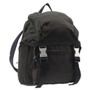 PRADA Backpack Nylon Khaki Silver Auth ar14290-1