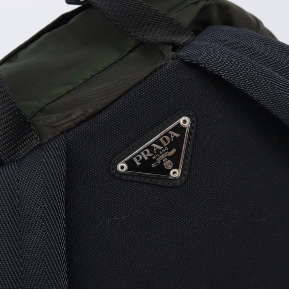 PRADA Backpack Nylon Khaki Silver Auth ar14290