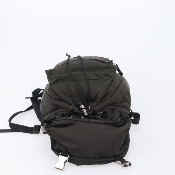 PRADA Backpack Nylon Khaki Silver Auth ar14290