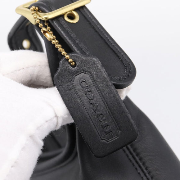 Coach Shoulder Bag Leather Black Gold Auth ar14294A