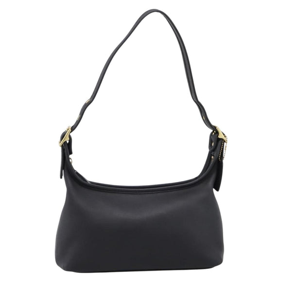 Coach Shoulder Bag Leather Black Gold Auth ar14294A