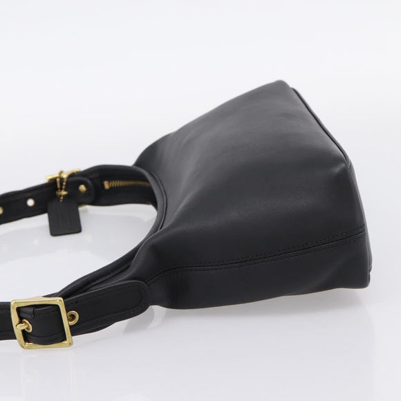 Coach Shoulder Bag Leather Black Gold Auth ar14294A