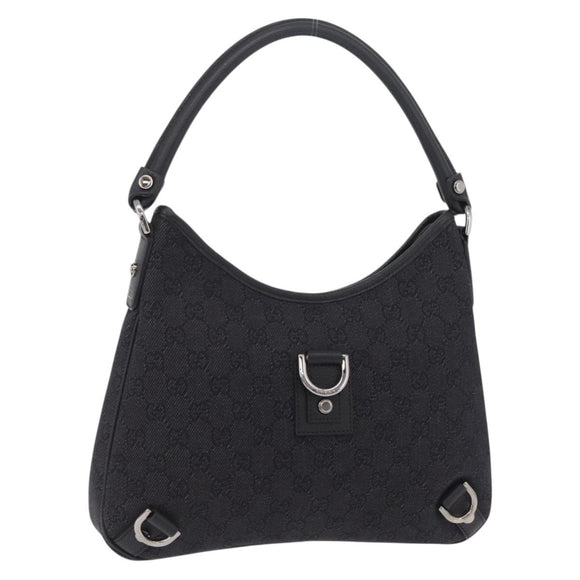 GUCCI GG Canvas Hand Bag Outlet Black Silver 268637 Auth ar14296V