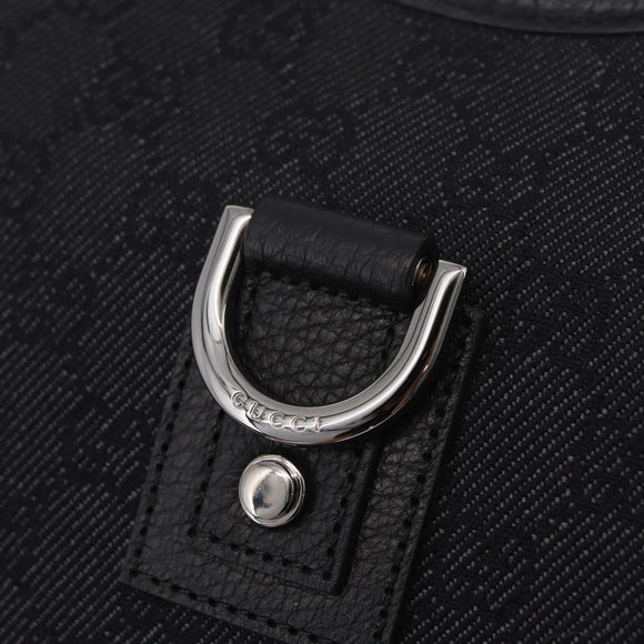 GUCCI GG Canvas Hand Bag Outlet Black Silver 268637 Auth ar14296V