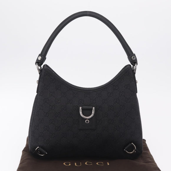 GUCCI GG Canvas Hand Bag Outlet Black Silver 268637 Auth ar14296V