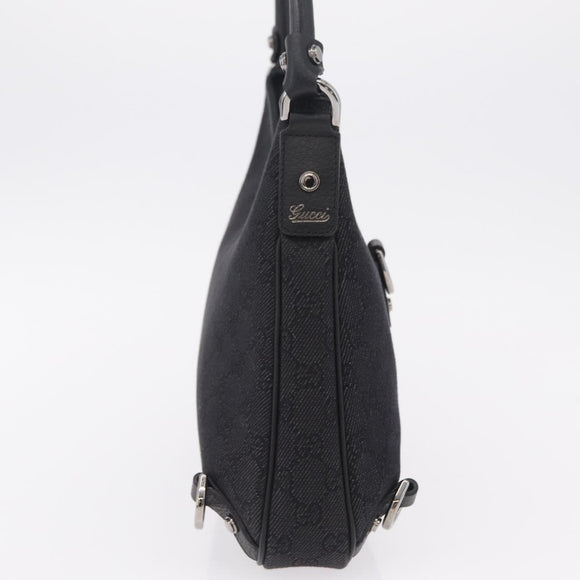 GUCCI GG Canvas Hand Bag Outlet Black Silver 268637 Auth ar14296V