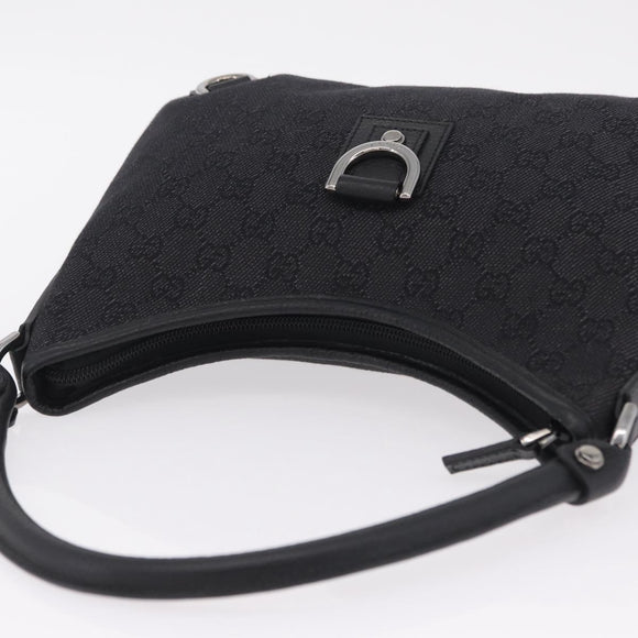 GUCCI GG Canvas Hand Bag Outlet Black Silver 268637 Auth ar14296V