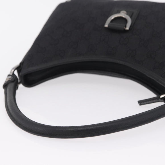 GUCCI GG Canvas Hand Bag Outlet Black Silver 268637 Auth ar14296V