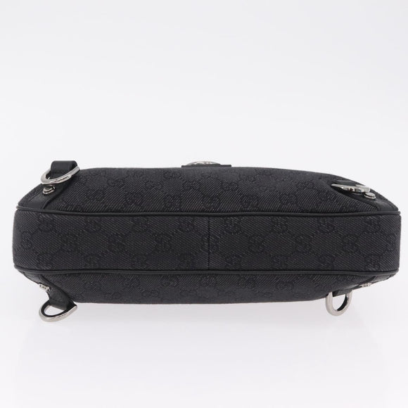 GUCCI GG Canvas Hand Bag Outlet Black Silver 268637 Auth ar14296V